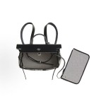 HERMES Herbag Zip 29 Silver buckle hand-held backpack, regular unisex couple style, black, beige and light beige